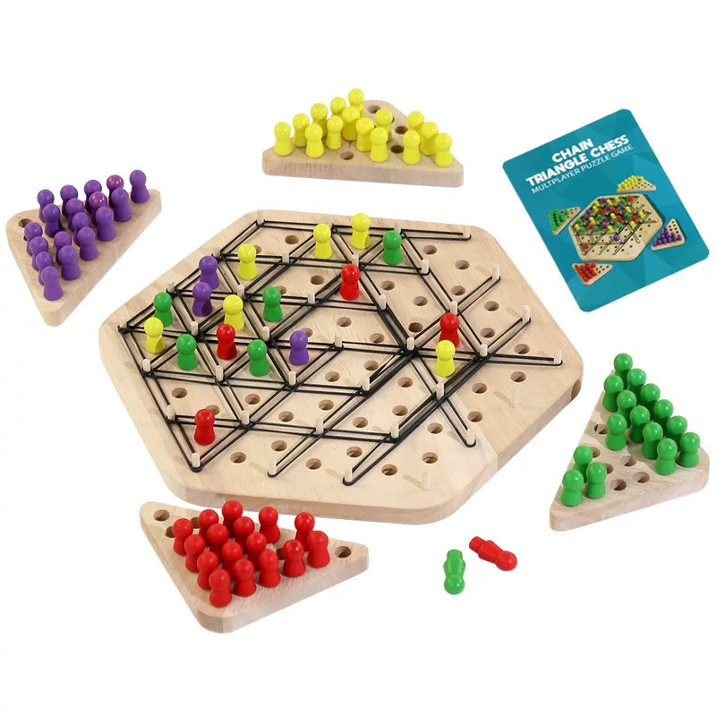 Wooden Chain Chess Triangle – Kids’ Educational Desktop Puzzle Toy