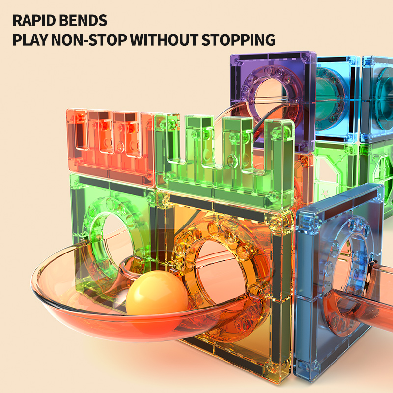 2025 Best Selling STEM 3D Magnetic Blocks Educational Plastic Toy for Kids Light-Emitted Marble Run Race Set with Magnetic Tiles