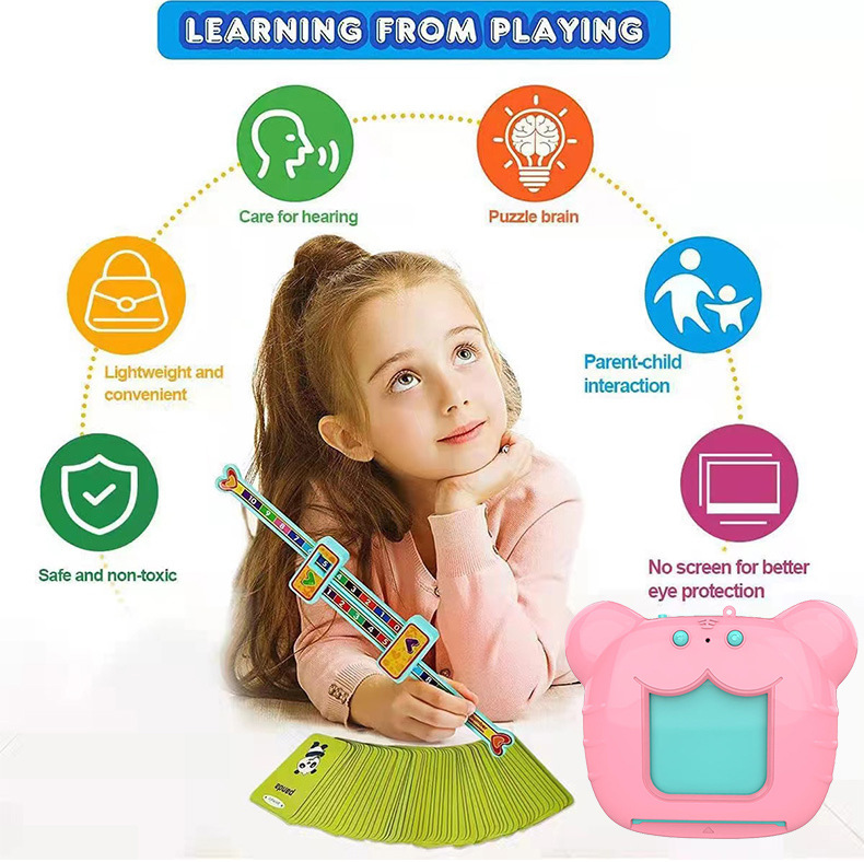 Kids Preschool Customizable Languages Learning Machine Toy Talking Flash Cards ABS Plastic Animal Shape Lithium Battery