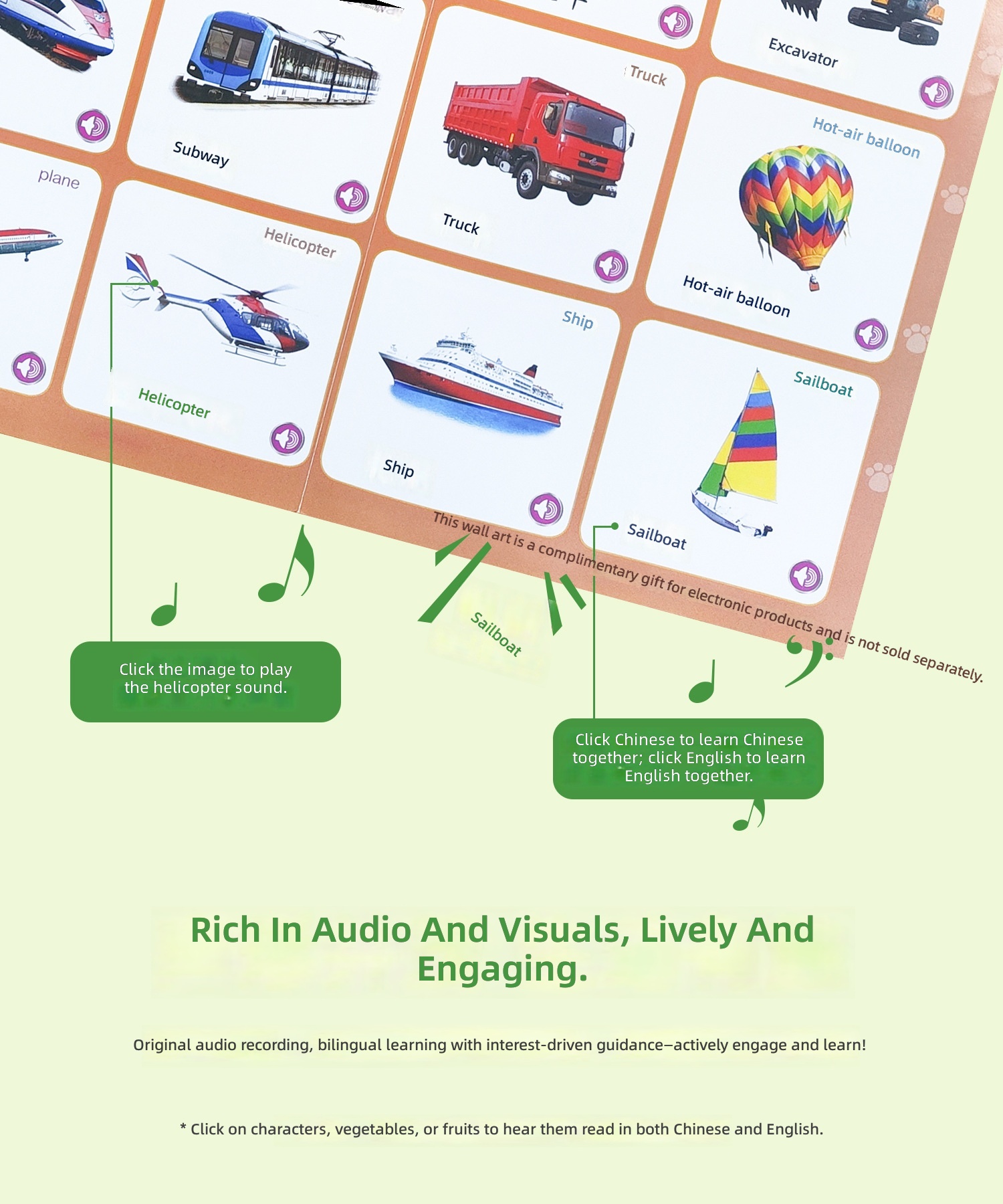 Children's Baby Point Reading Pen Audio Wall Chart Learning Educational Toy for Early Childhood Education Plastic Multi-function