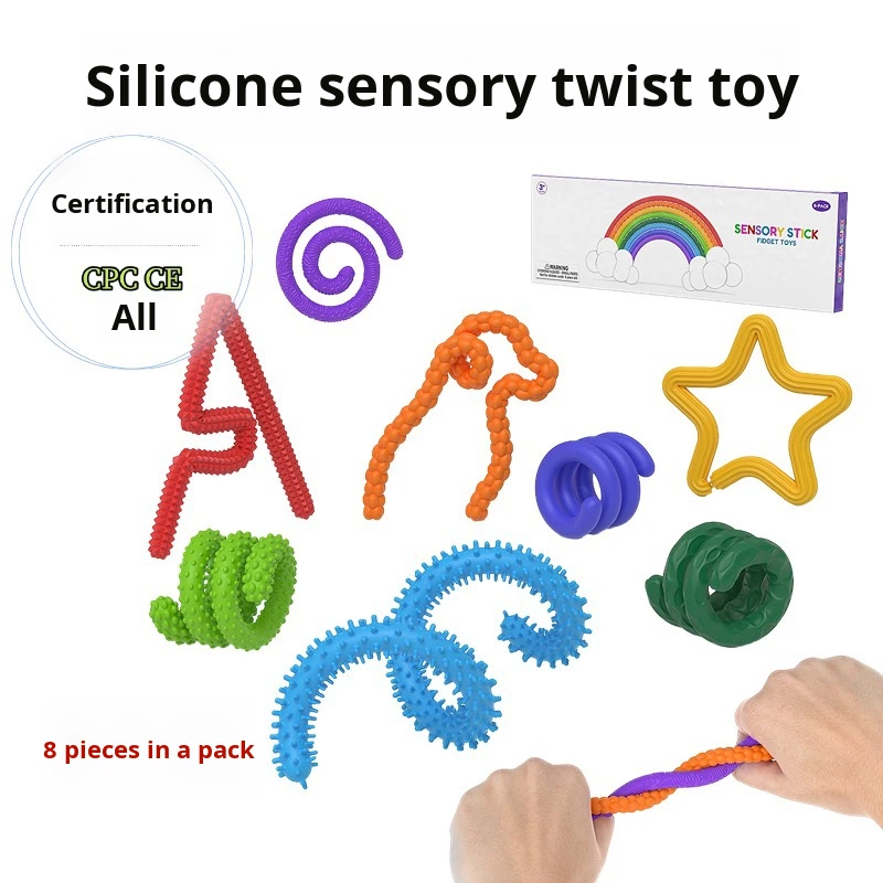 Spinning Toy Hot-selling Silicone Sensory Twisty Strips Sticks Fidget Toys for Children Educational Stress Relief