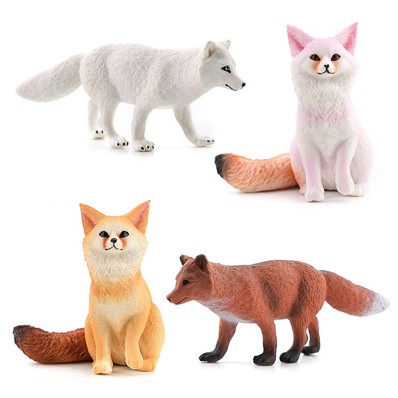 Hot New Cross-border Simulation PVC Animals Assembly Red Fox White Fox Toy Early Education Cognition High Quality Animal Toys