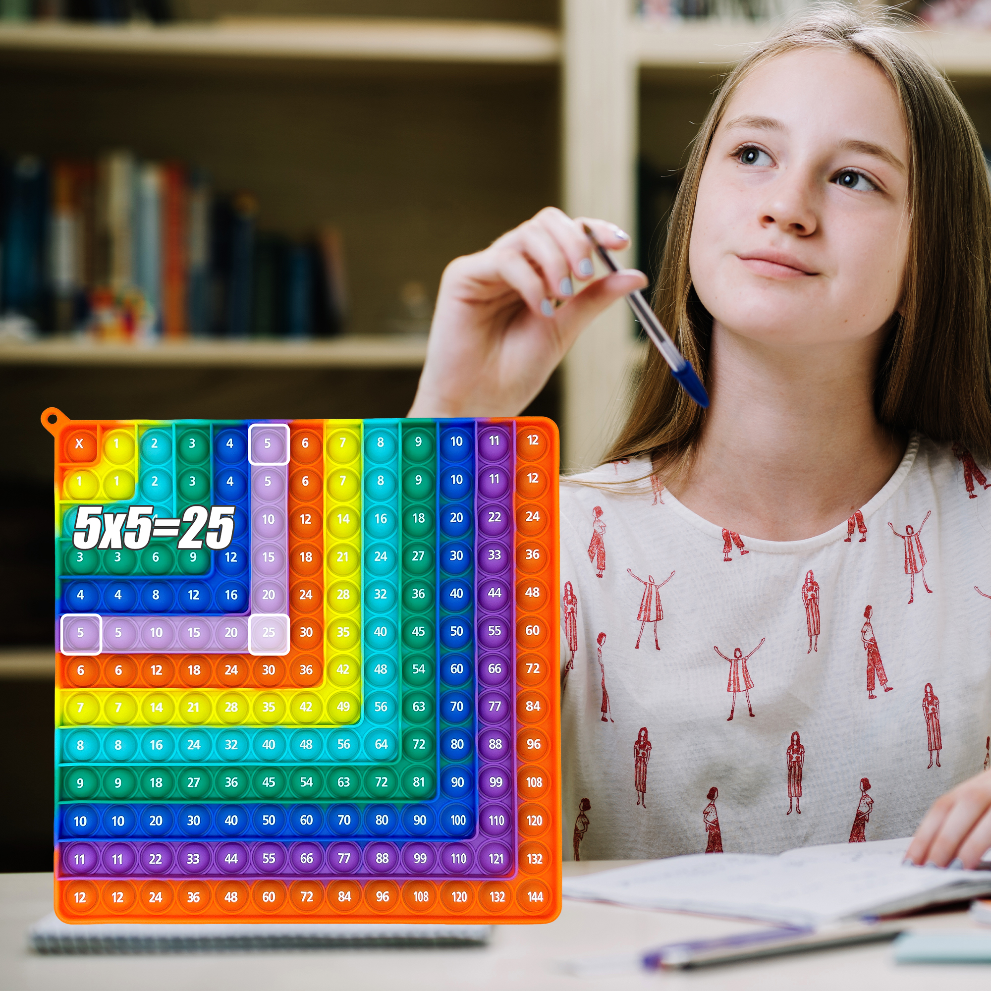 Wholesale Silicone Multiplication Board Games 12x12 Math Learning Push Pop Bubble Educational Fidget Toys ASTM/EN71/CE/CPC
