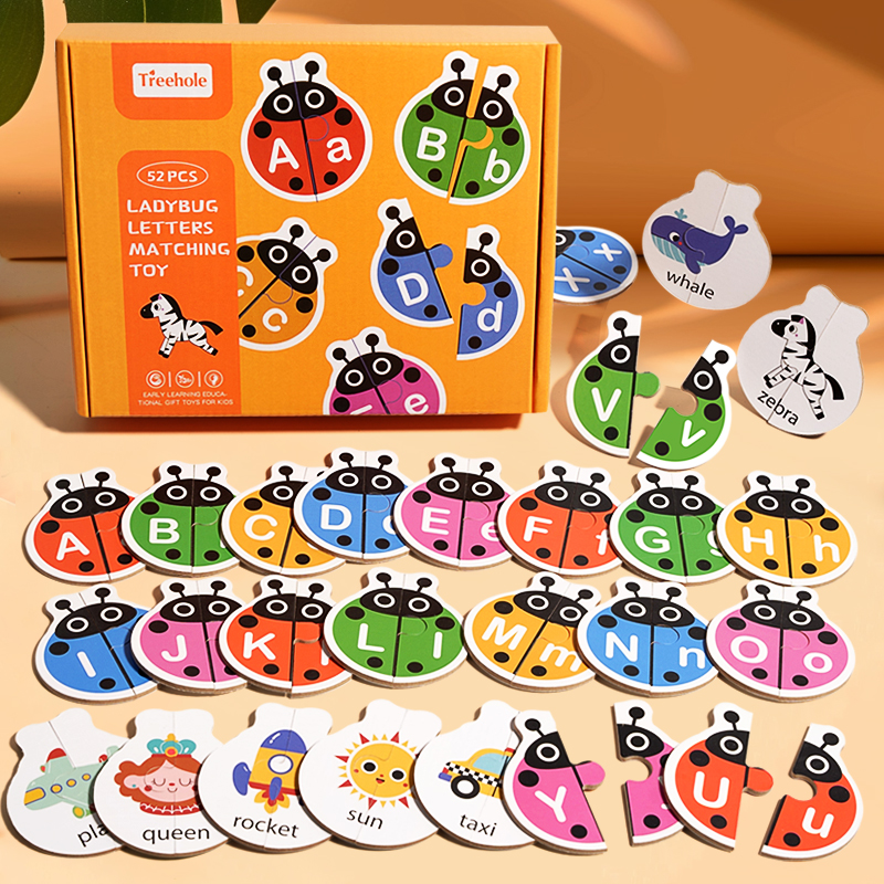 Early childhood alphabet recognition flashcard matching board game, children's educational animal word matching toy