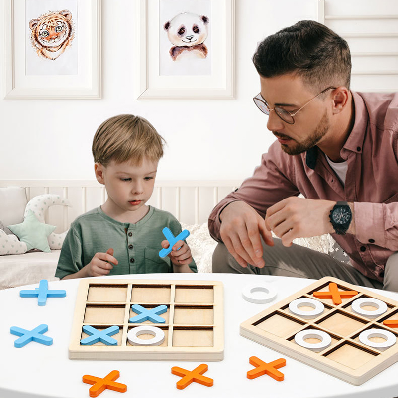 Custom Tic-tac-toe XO Chess Education Learning Puzzle Board Games Logical Thinking Double Battle Toys for Kids Boys Girls