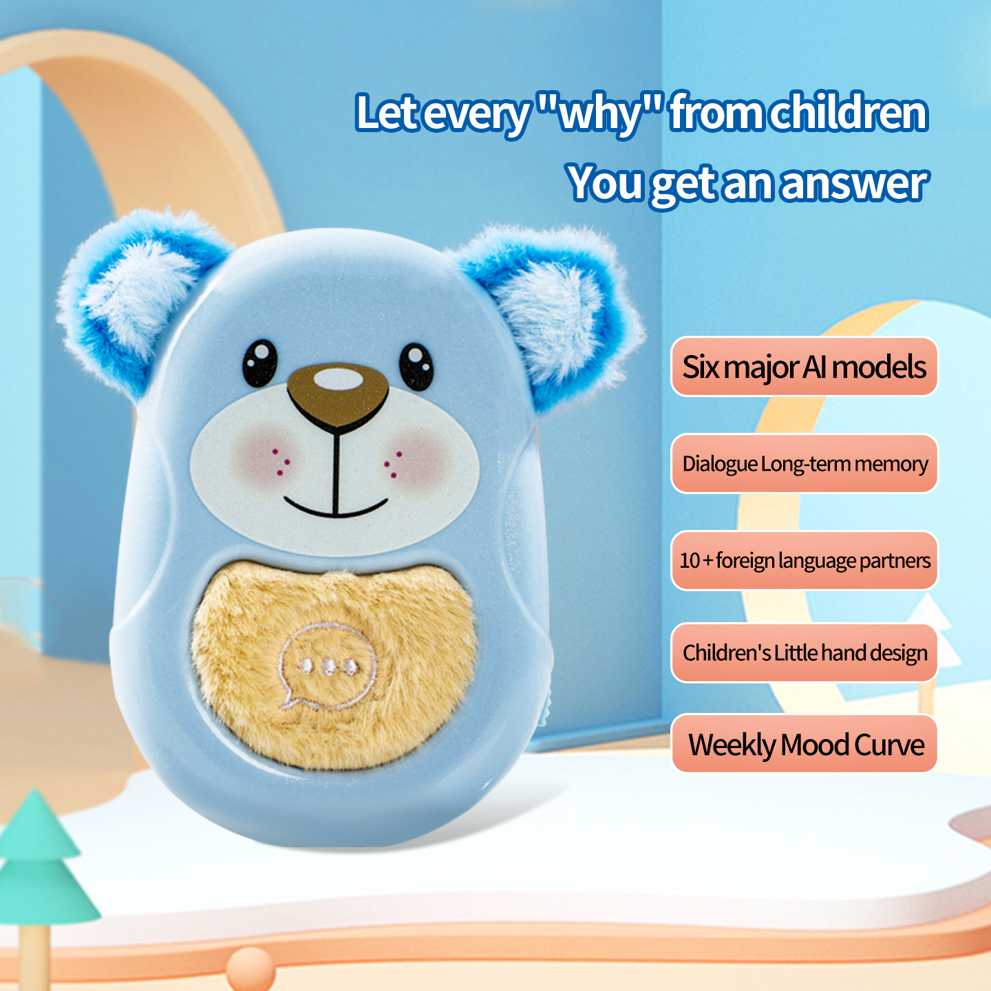 AI-Driven Intelligent Early Childhood Education Toy Big Model Dialogue Cartoon Fun Learning Companion Plastic Consumers