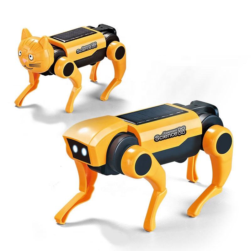Electric Walking Robot Cats DIY Assembly Solar Energy Power Robot Toy Educational Science Experiment Robot Dog for Kids