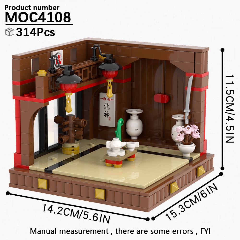 NEW Martial Arts Hall Educational Toy Creative Building Blocks Sets Toys MOC Kit City Scenes Gifts Toys for Kids MOC4108