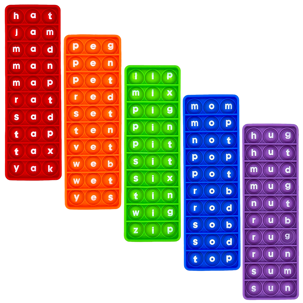 Wholesale Silicone Multicolor English Letters 104 CVC Words Push Pop Bubble Fidget Toy for Kids English Learning