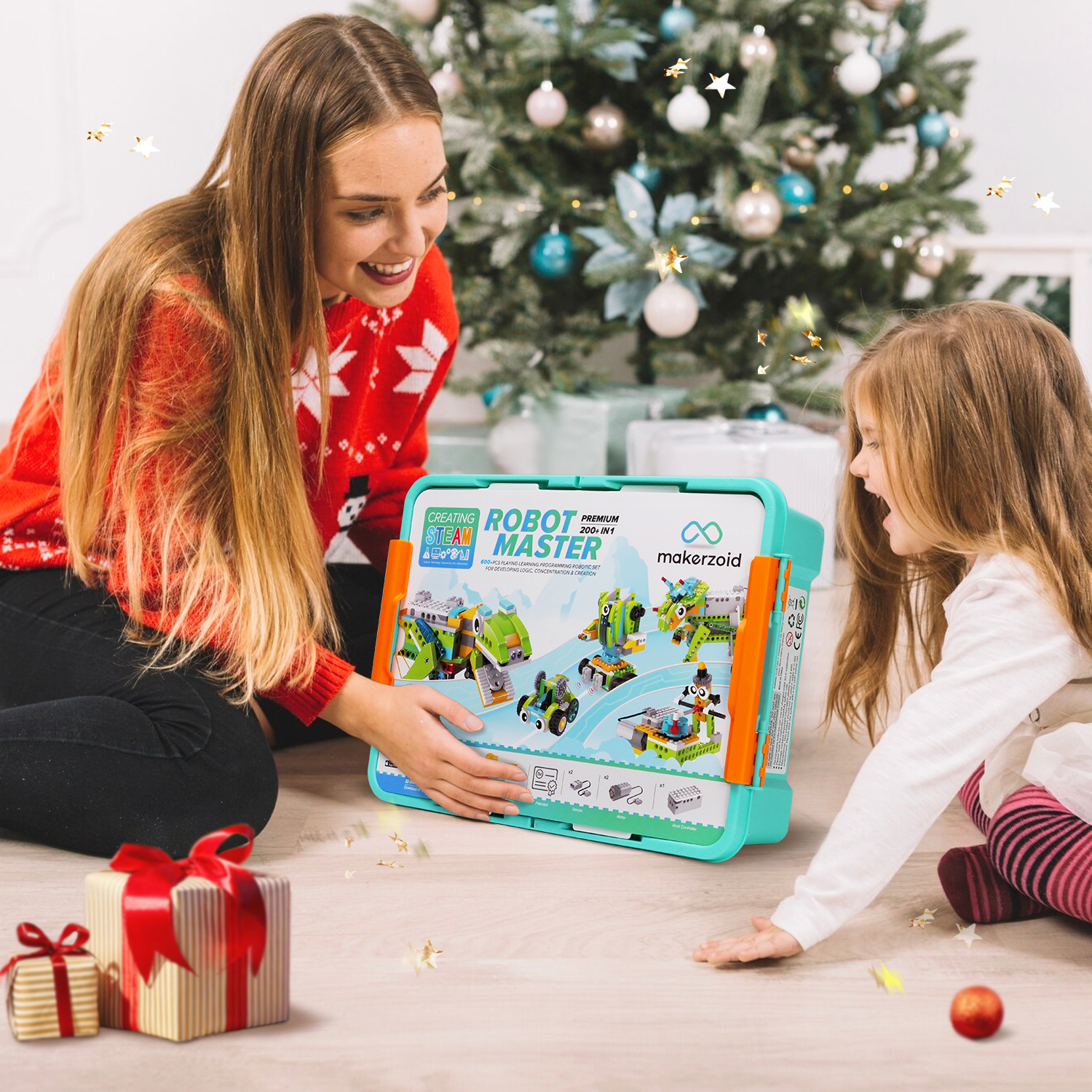 Makerzoid Premium STEM Robot Master Programming Robot Coding Toy Free Course Videos Remote Control for Kids Age 6+ Robotics Kits