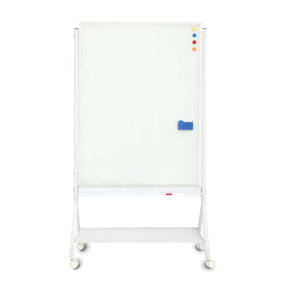 Wholesale High Quality Stainless Steel Frame Glass Dry Erase Board with Integrated Storage Shelf Durable for Office &amp; Classroom