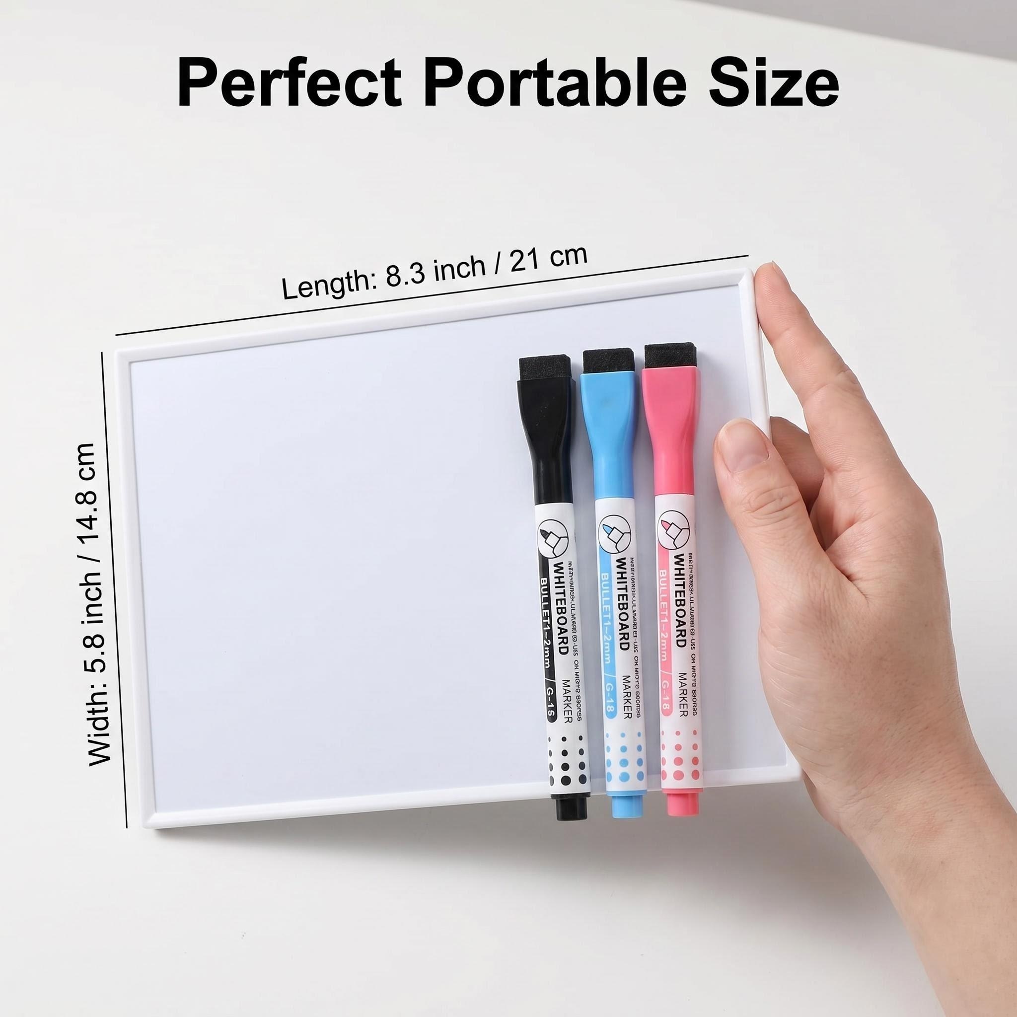 1pc A5 Size Dry Erase Magnetic White Board With Magnetic Dry Erase 3pcs Erasable Whiteboard Markers Fine Point With Eraser Cap