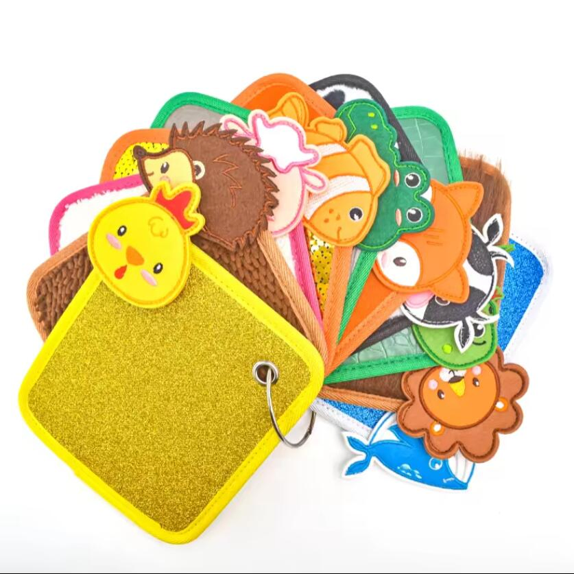 10PCS Sensory Mats for Autistic Children Assorted Tactile Sequin Flip Fabric Sensory Toys for Tactile Play