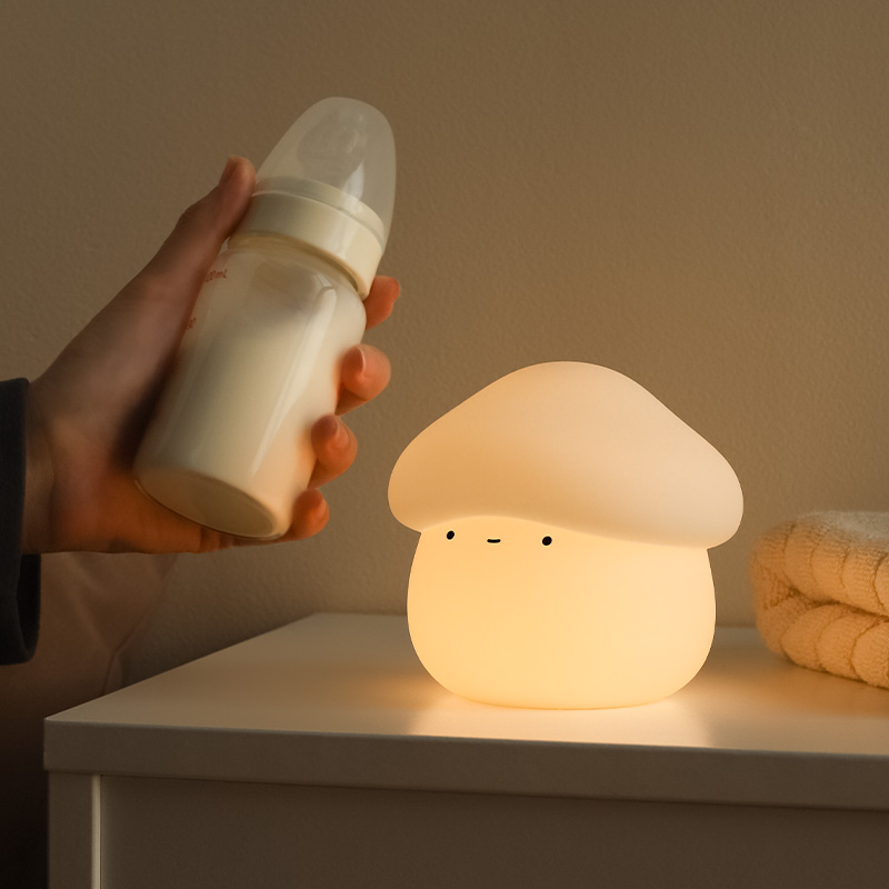 Rechargeable ABS Cartoon LED Nightlight Cute Mushroom Lamp Dimmable Touch Control Yellow White Shade USB-C Charging Gift For