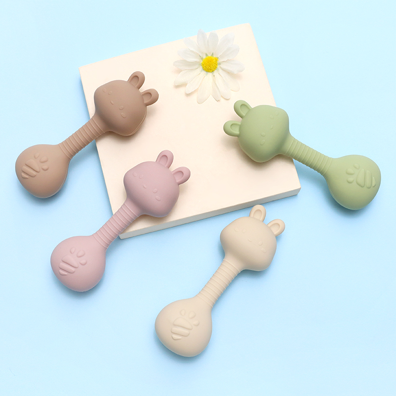 Food Grade Silicone Baby Rattle Teether Toy Montessori Sensory Developmental Toys for Newborn Safe Soft Infant Grasping Toy