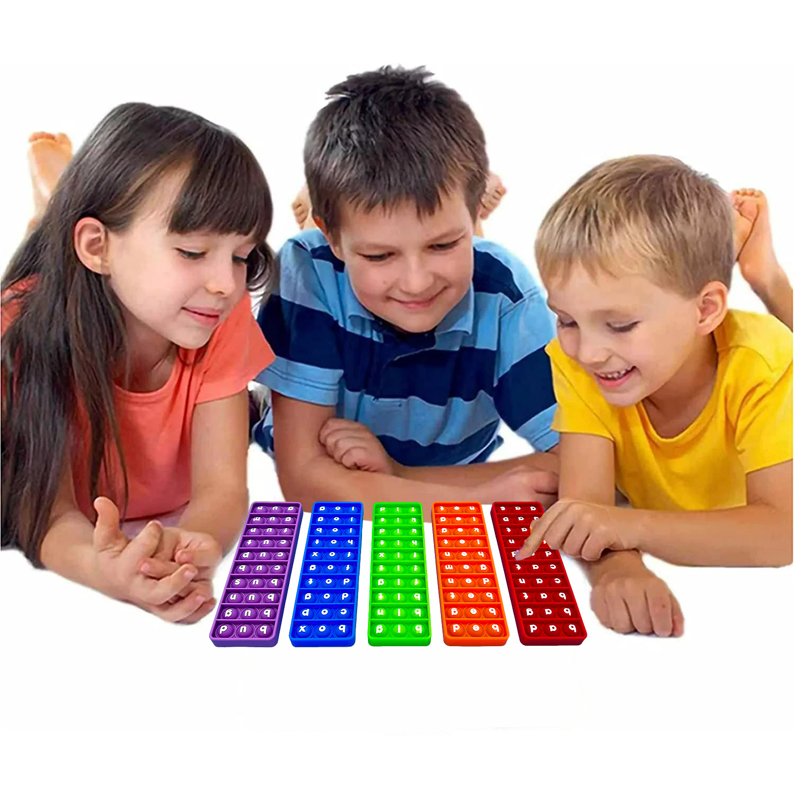 Wholesale Silicone Multicolor English Letters 104 CVC Words Push Pop Bubble Fidget Toy for Kids English Learning