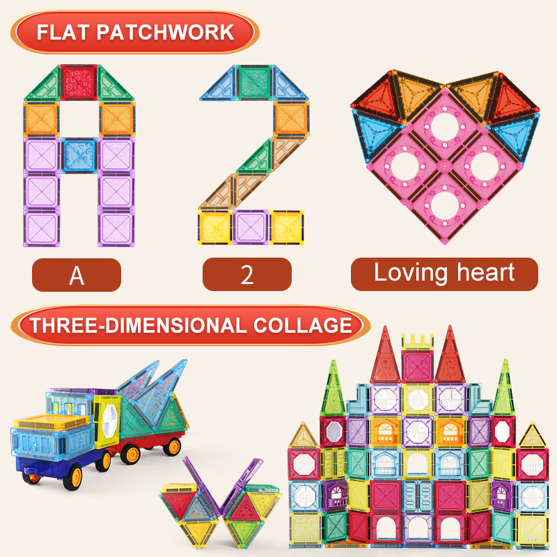 Best Selling 110 PCS 3D Colorful Plastic Magnetic Building Blocks For Early Education Children's Toy Sets