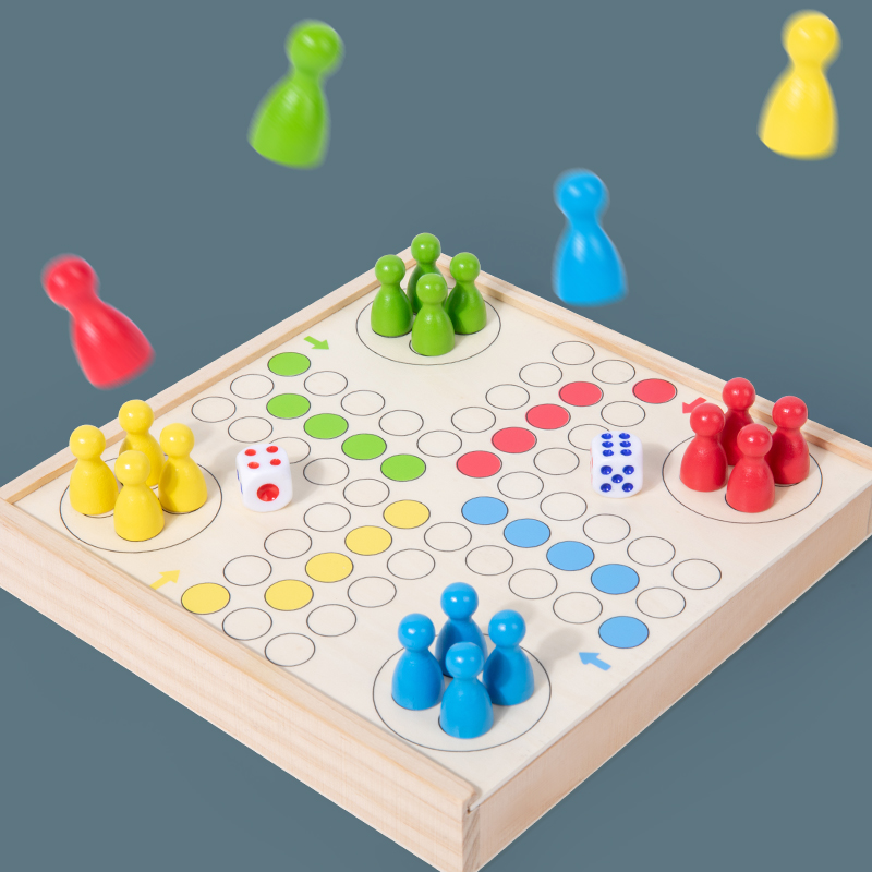 Montessori Multi-Function 2-in-1 Wood Puzzle Chess Family Interactive Board Games Educational Toys For Kids Boys Girls Gifts