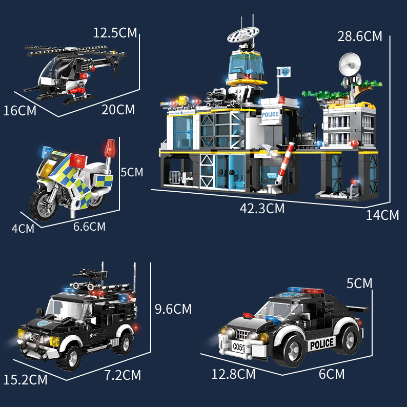 WOMA TOY C0555 Model Educational Assemble Diy SWAT Team City Building Block Brick Set Police Station Car Toy