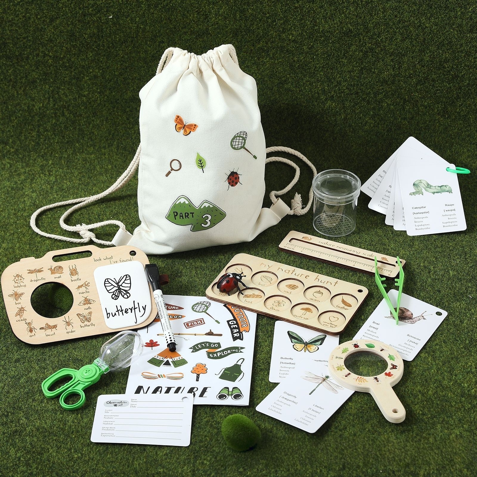 Kids Nature Explorer Kit with Scavenger Hunt Board, Outdoor Adventure Toys for Boys and Girls, Educational STEM Learning Set