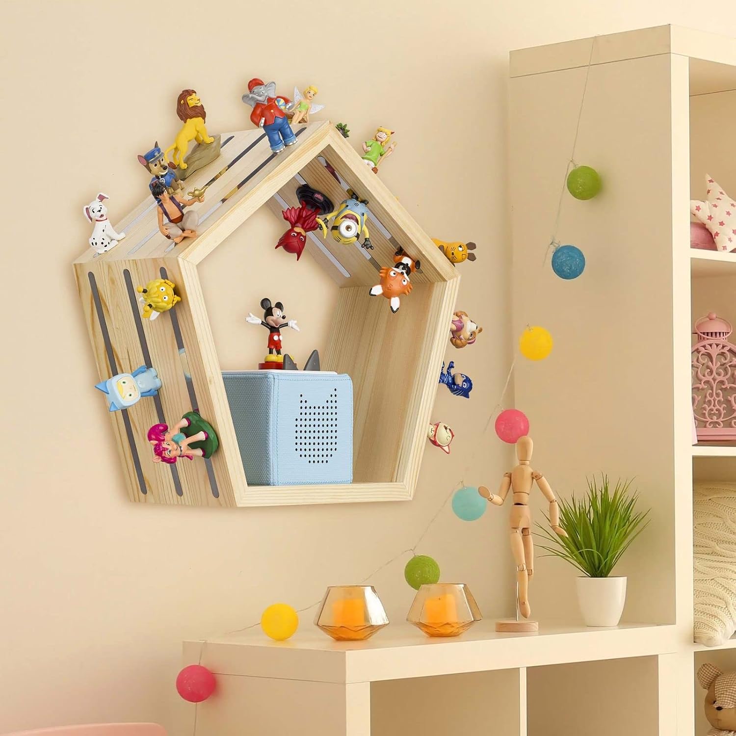 Pentagon Music Box Shelf For Children Magnetic Storage Toniebox Stand Starter Kit Home Decor Toniebox Wall Shelf For Bedroom