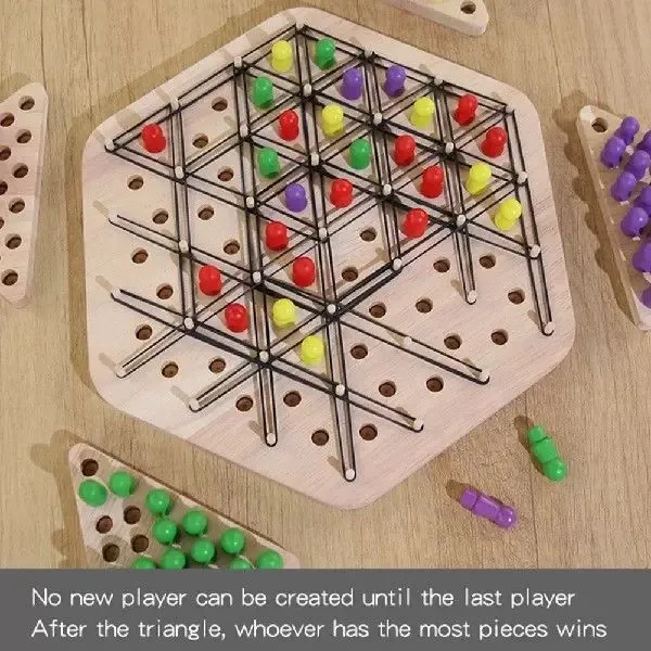 Wooden Chain Chess Triangle – Kids’ Educational Desktop Puzzle Toy