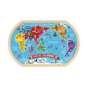 Children Educational World Map Jigsaw Puzzle Five Continents Wooden Puzzle