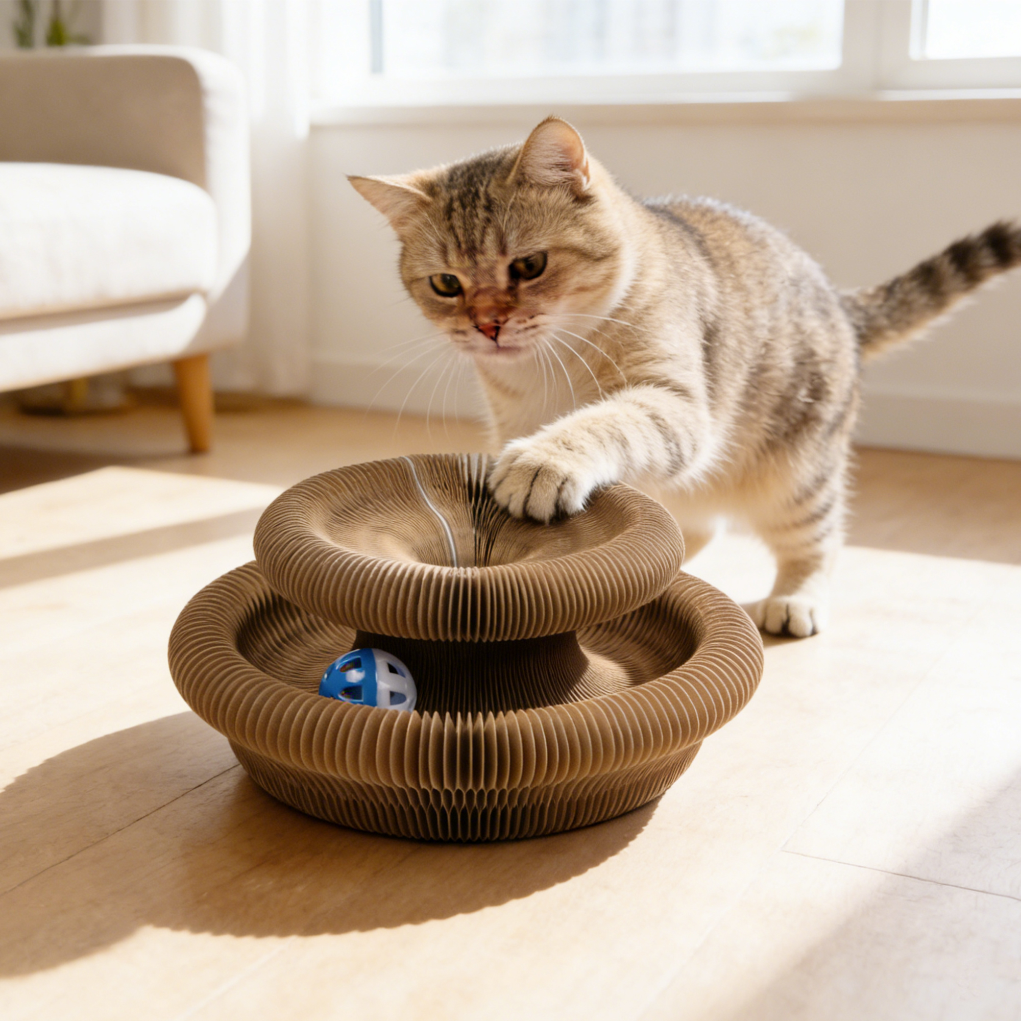New Cat Toy Wholesale Modern Customizable Shapes Foldable Transformable Interactive With Kitten Bells Ball