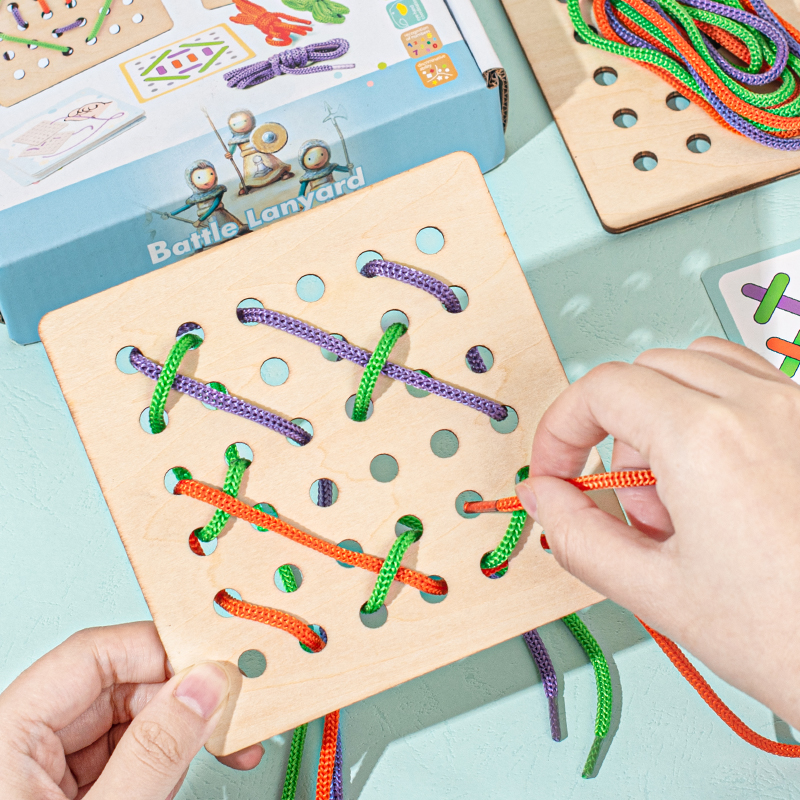 Wooden Lacing Toys - Early Learning Educational Tools Various Shapes Ideal for Birthday and Holiday Gifts