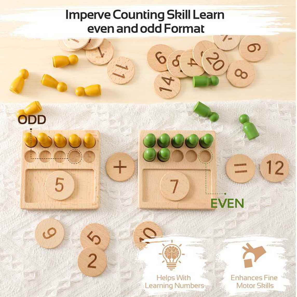 Wholesale Math Counting Wooden Montessori Toys Early Educational Toys for Kids