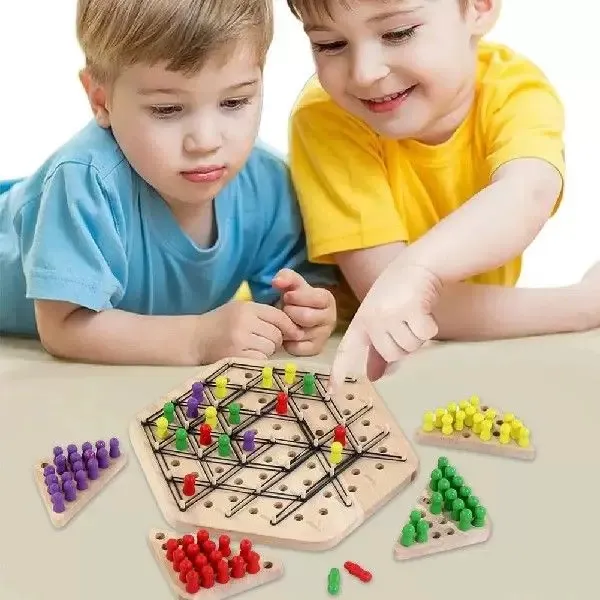 Wooden Chain Chess Triangle – Kids’ Educational Desktop Puzzle Toy
