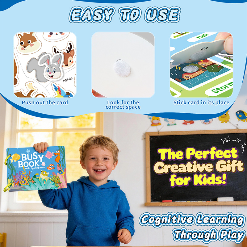 Montessori Busy Book: Preassembled Sensory Toy for Autism &amp; Fine Motor Skills,Preschool Binder,Homeschool Supplies.