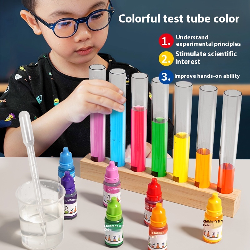 Young Kids' Colorful DIY Science Experiment Set Three Primary Wood Test Tube Stem Educational Musical Toy Cross-Border Teaching