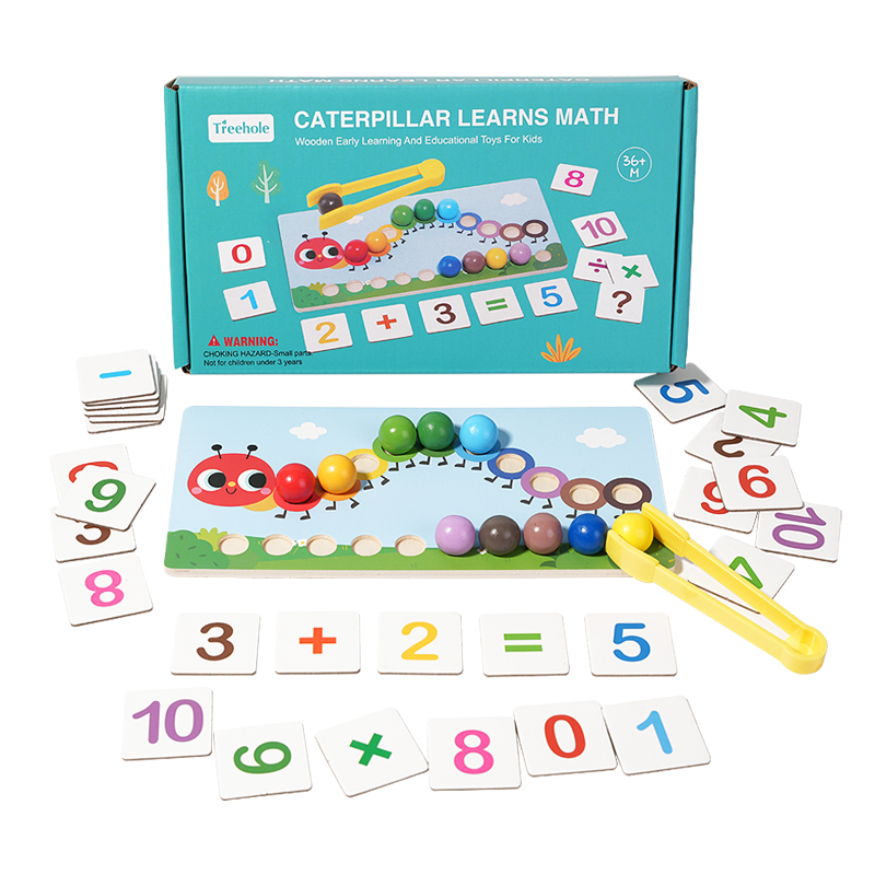 Hot Sale Early Childhood Educational Caterpillars Mathematics Montessori Wood Toys Multi-color Unisex for Kids