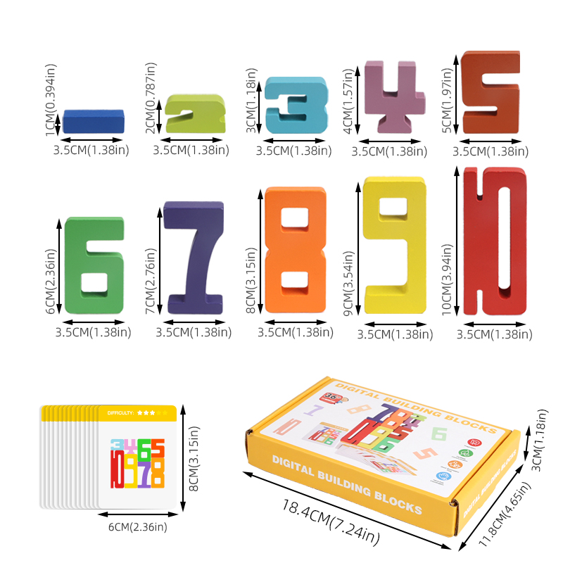Children's Digital Building Blocks Stacking Toy Early Education Puzzle Assembling Toy Baby Wooden Enlightenment Toy CPC CE