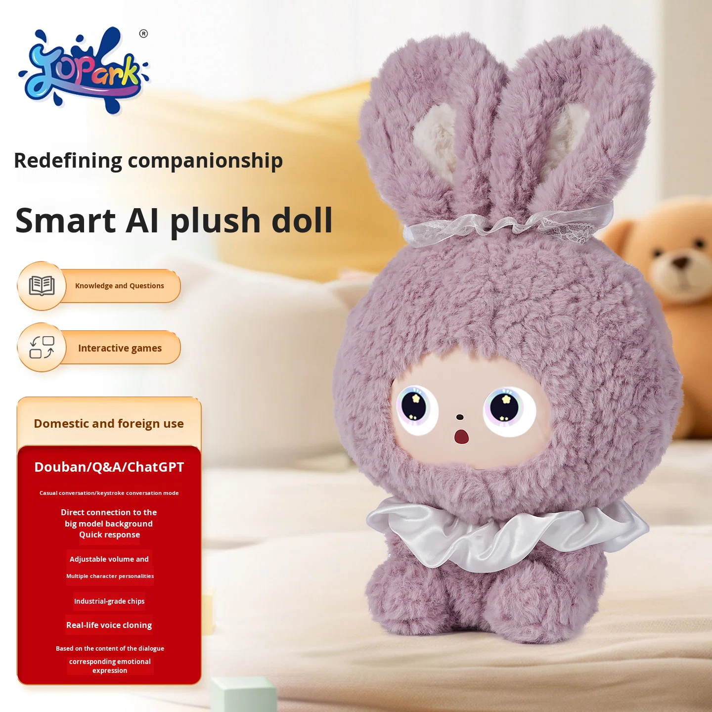 Jopark Early Education Smart Cross-border Conversation Sitting Cute Plush Doll Companion Interactive Toy Birthday Gift