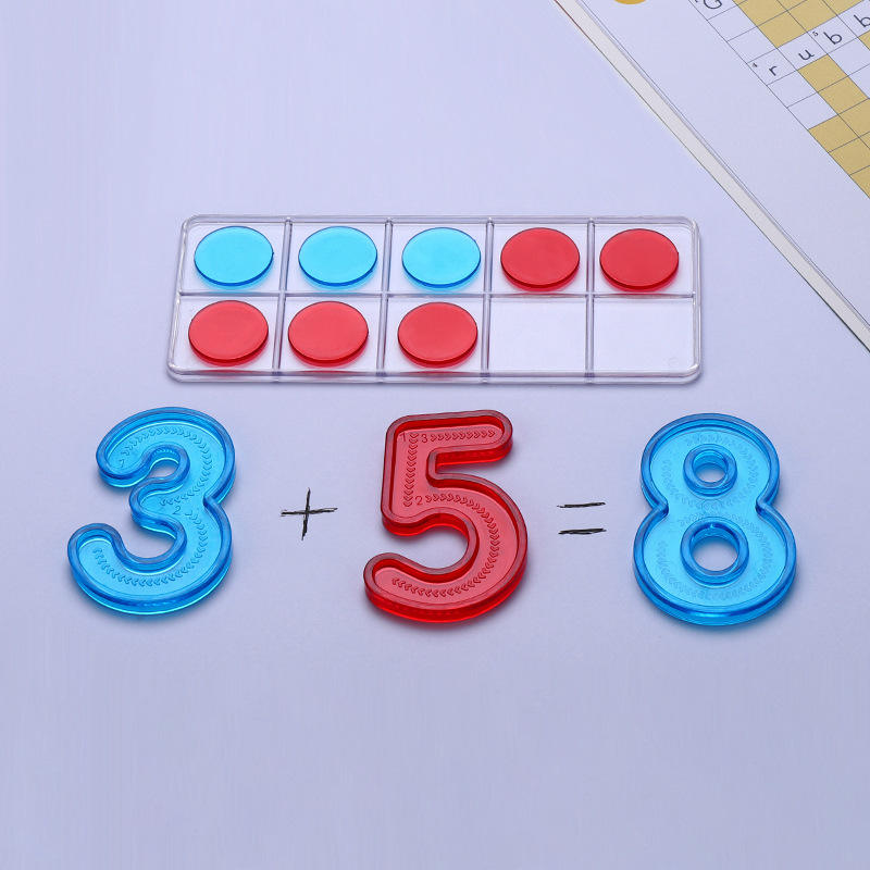 Early Math Puzzle Toys-Eco-Friendly Plastic Preschool Educational Toy with Rainbow Semi-Transparent Design and Small Numbers