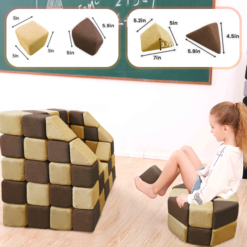 Ropecube &amp; Soft Magnetic Fabric Building Block Set For Toddlers Kids Early Learning Playroom Montessori Educational Toys Indoor
