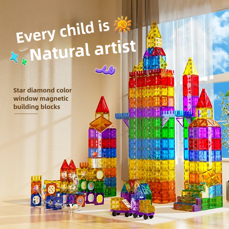 Creative DIY Kids Magnetic Building Block Set Montessori STEM Magnet Tiles Geometric Plastic Educational Toys for Children