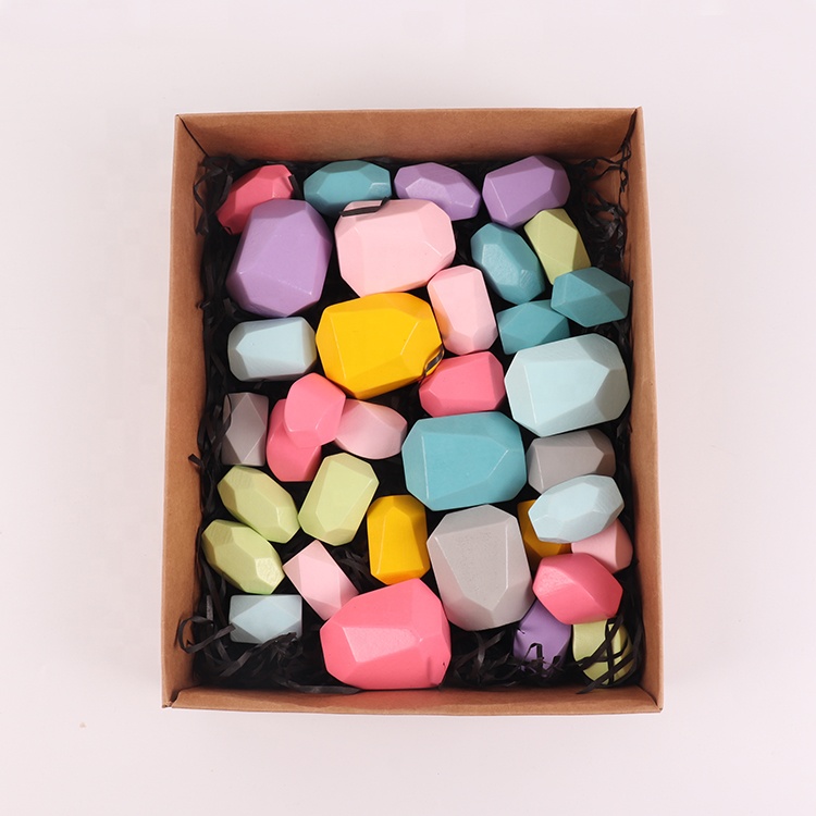 High Quality Color Building Blocks Educational Toys Balance Wooden Balance Stones Toys Building Blocks Toy For Kids