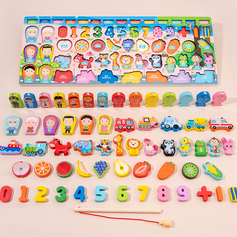 Custom Montessori Children's Wooden Fishing Shape Matching Busy Board Game Educational Learning Sensory Gift Toys for Boys Girls