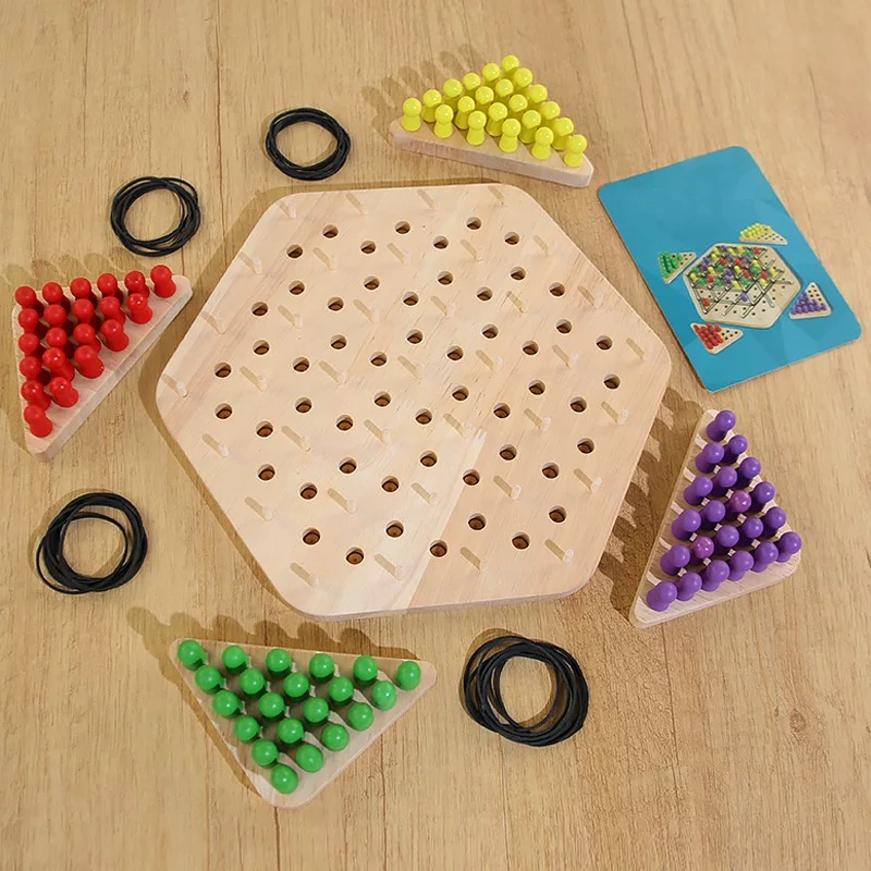Wooden Chain Chess Triangle – Kids’ Educational Desktop Puzzle Toy