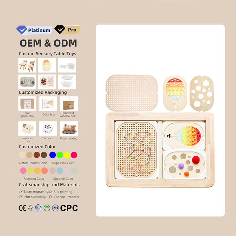 3-6 Years Multiple Styles Sensory Touch Matching Learning Sensory Game Desktop Wooden Tray Board Wooden Sensory Game Board Set