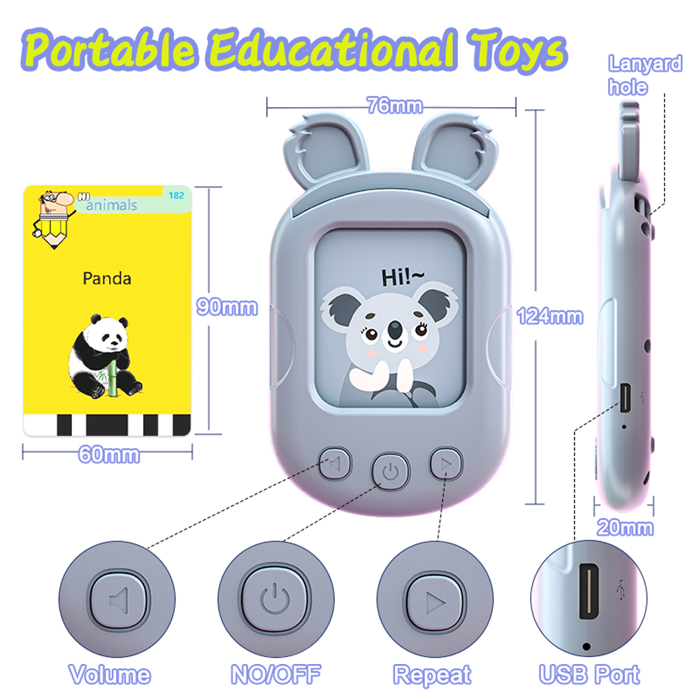 Toddler Educational Flash Card Device Early Learning Cognitive Machine With Sight Words Talking Language Reader Montessori Toy