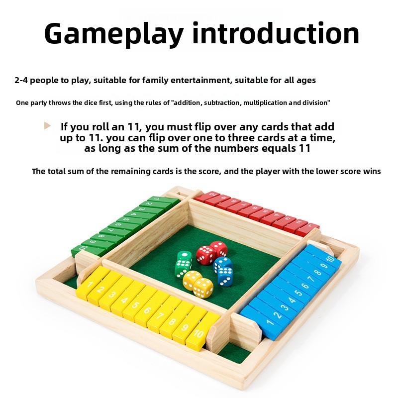 In Stock Hot Wooden Family Educational Board Game Shut the Box for Children with Custom Logo-Educational Toys