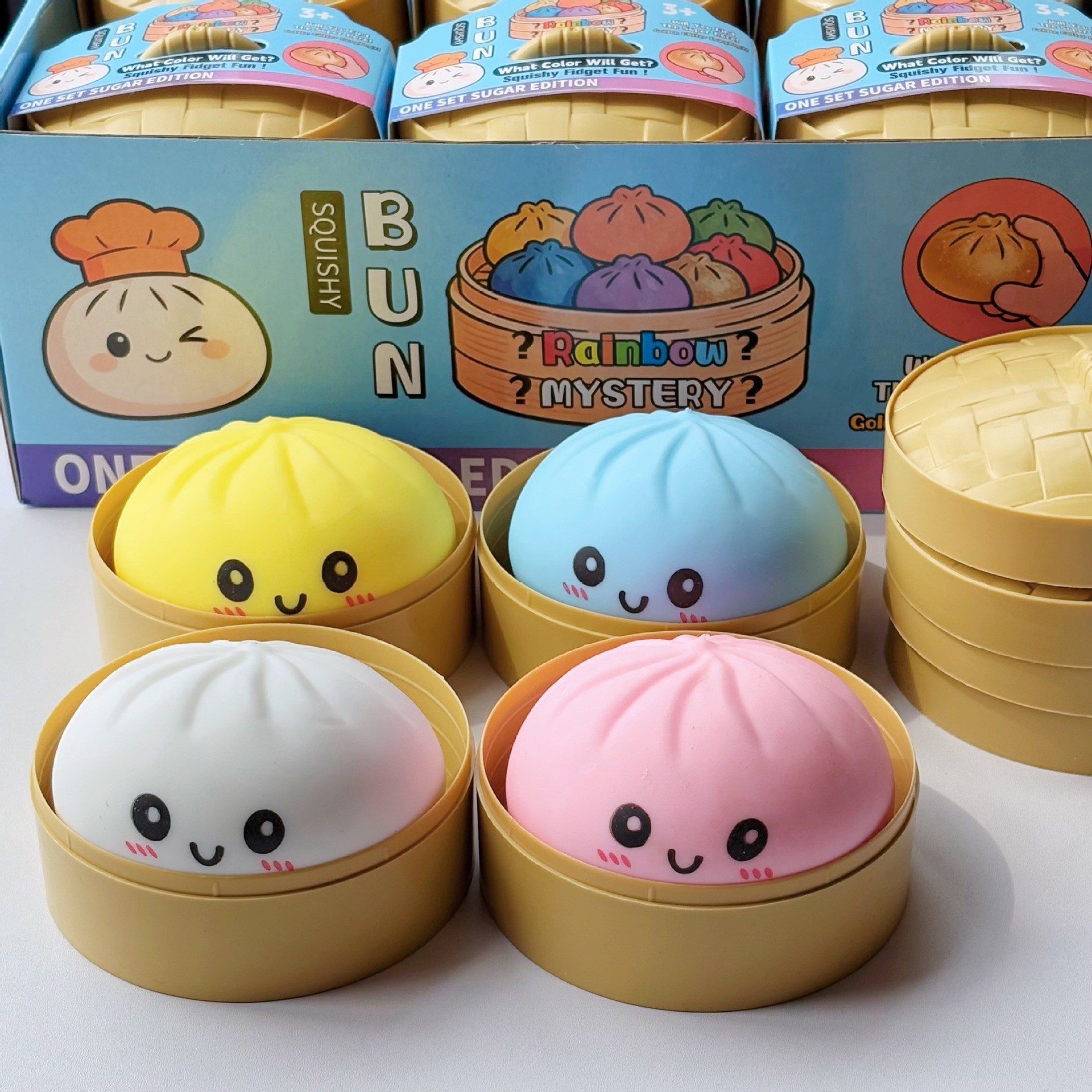Trendy TPR Stress Release Cartoon Soft Dumpling Squishy Toy Steamed Bun Squeeze Decompression Toy Needoh Squishy Toy