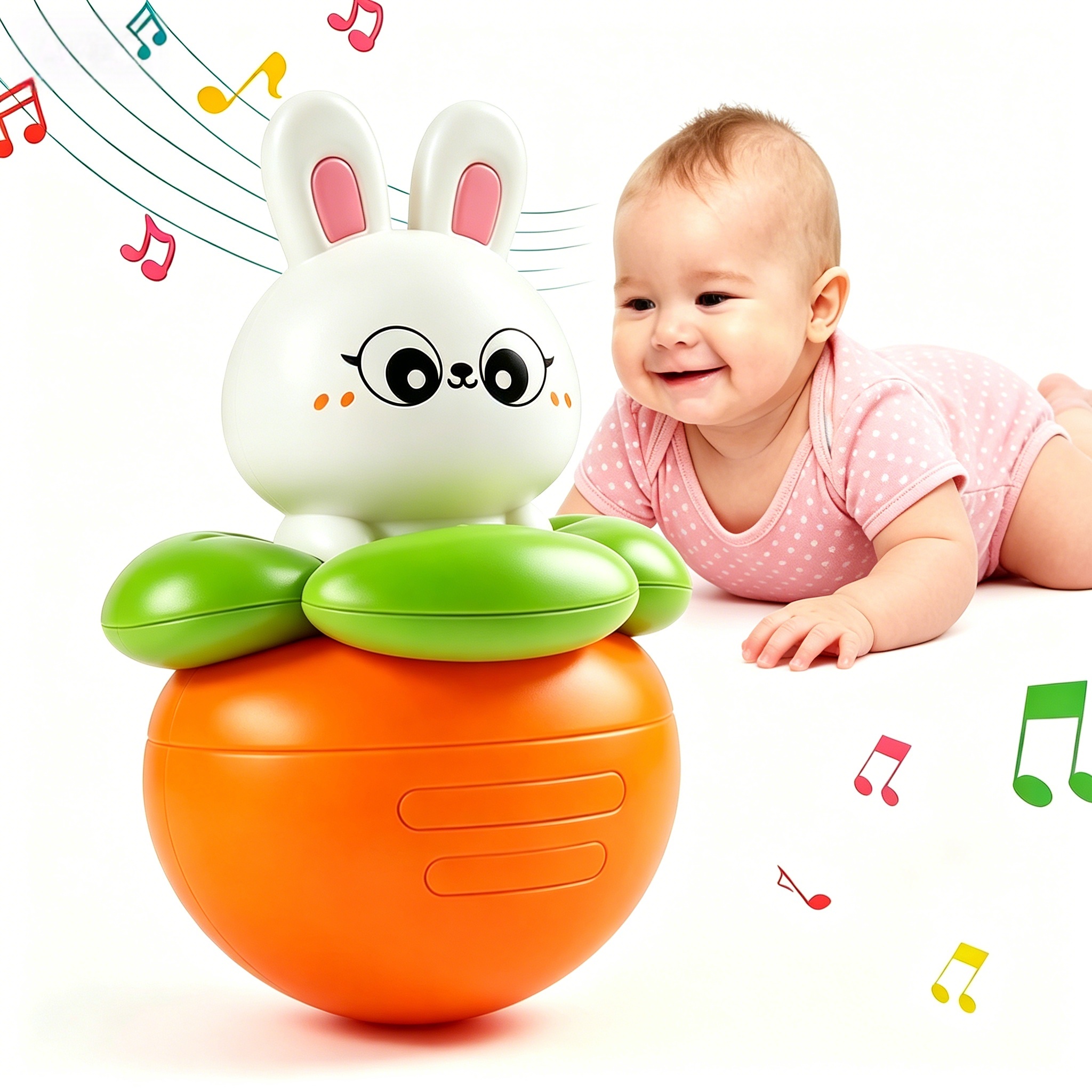 Baby Early Education Toy Cute Rabbit &amp; Carrot Rattle Sensory Hearing Soothing Plastic Burr-Free 0-12M
