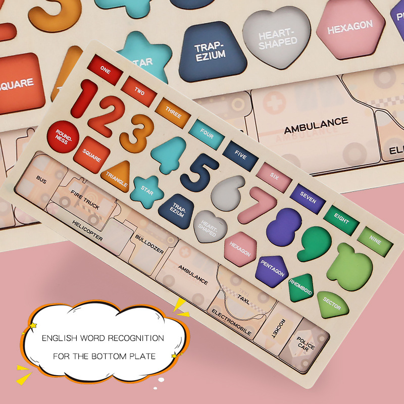 Multi-functional Children's Digital Shape Matching Wooden Puzzle Board Early Education Toys For Kids