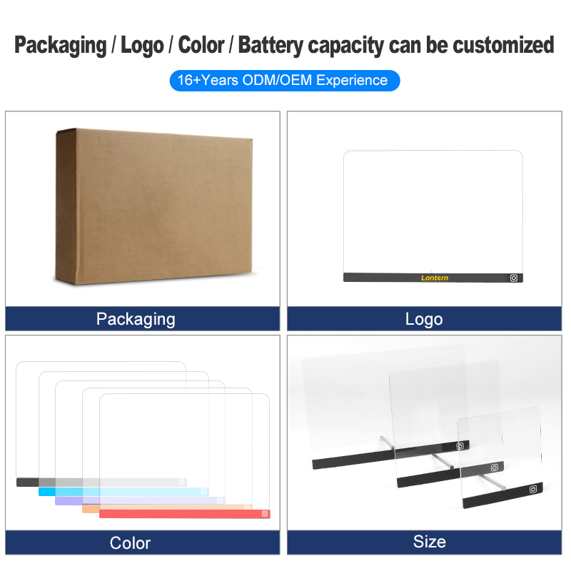 Factory Wholesale 3D Custom Night Light Light Acrylic Message Board Lighted Note Board Erasable DIY Paint Rewritable LED Board