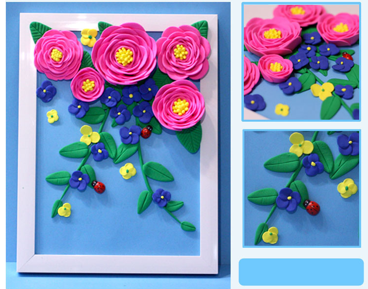 Hot Selling DIY Colorful Handmade Painting Frame Educational Toys for Kids Art Craft Kit Eco-friendly Clay 3D Photo Frame